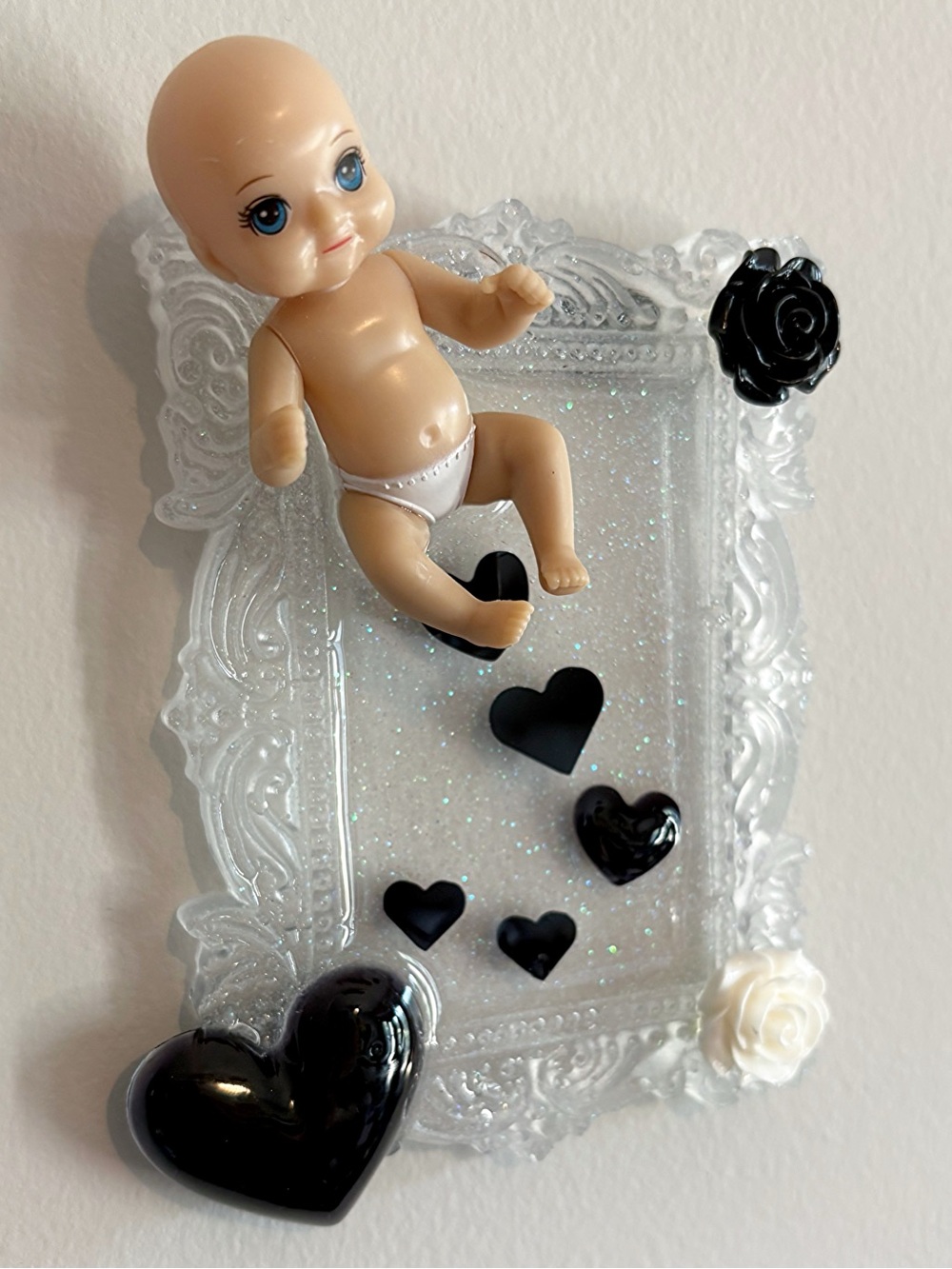 Handmade “Love Dump” Glitter Resin Mini Framed Mixed Media Weird Wall Art